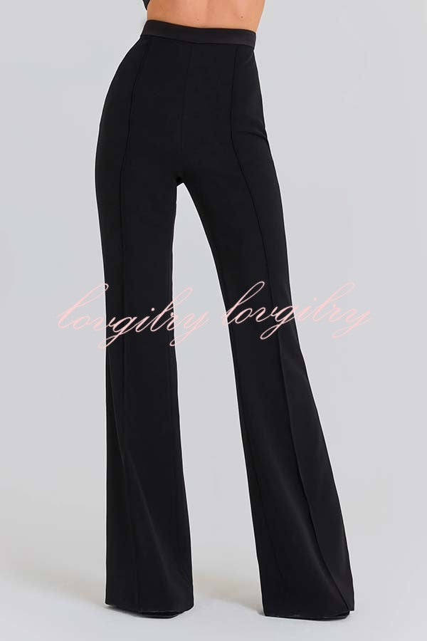 Women Power High Rise Side Zipper Flare Slim Fit Pants