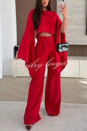 City Atelier Bell Slit Sleeve Top and High Rise Pocket Wide Leg Pants Set