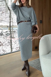 Soft and Warm Cashmere Knit Batwing Sleeve Relaxed Sweater