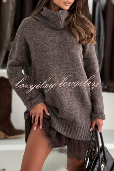 Breezy City Knit Turtleneck Long Sleeve Relaxed Sweater