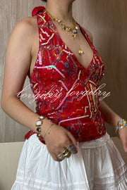 Fashion Sequined Casual V-neck Backless Slim Vest