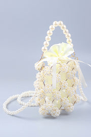 Metal Craft Hand-woven Hollow Pearl Bucket Bag