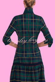 Embrace The Festival Plaid Twist Half Sleeve Shirt and Elastic Waist Pencil Pants Set