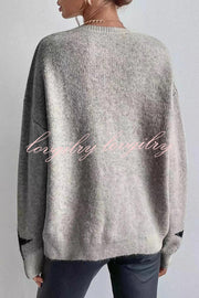 Essnce Star Pattern Crew Neck Long Sleeve Sweater