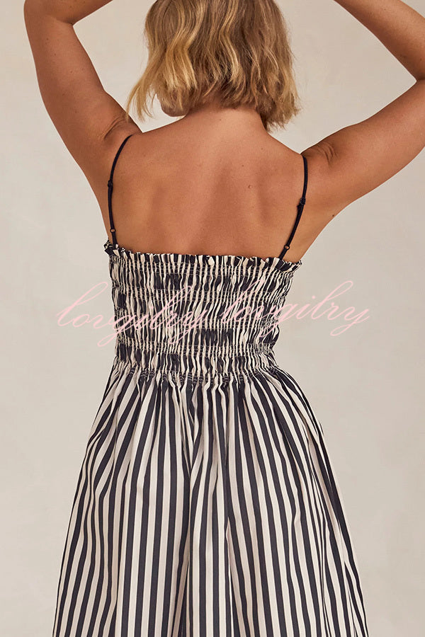 Mariela Stripe Smocked Bust Pocketed Slip Loose Maxi Dress