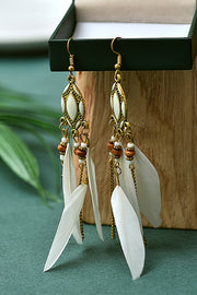 Boho Vintage Colorful Feather Tassel Dangle Drop Earrings