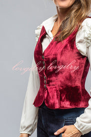 Retro Gold Velvet V-neck Sleeveless Vest