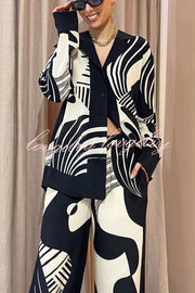 Weekend Escape Exclusive Print Contrast Trims Drape Blouse