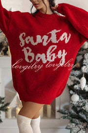 Santa Baby Loose-fitting Long-sleeved Mid-length Knit Sweater