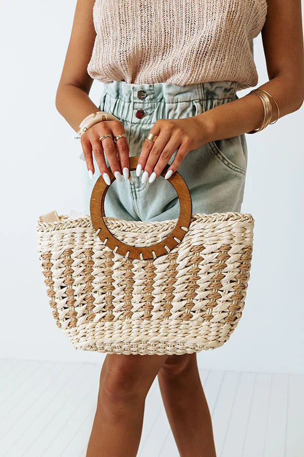 Retro Striped Woven Bag