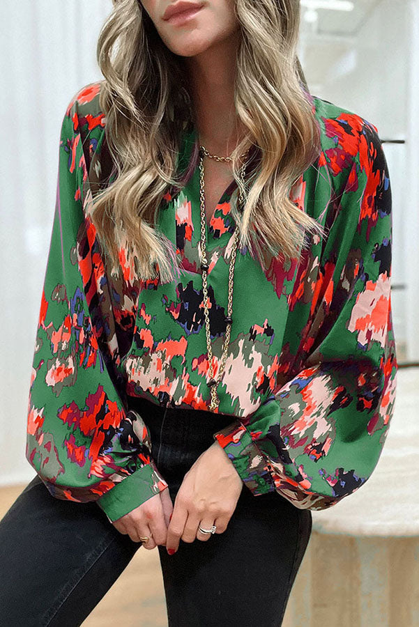 Jordynn Graffiti Printed Puff Sleeve Blouse