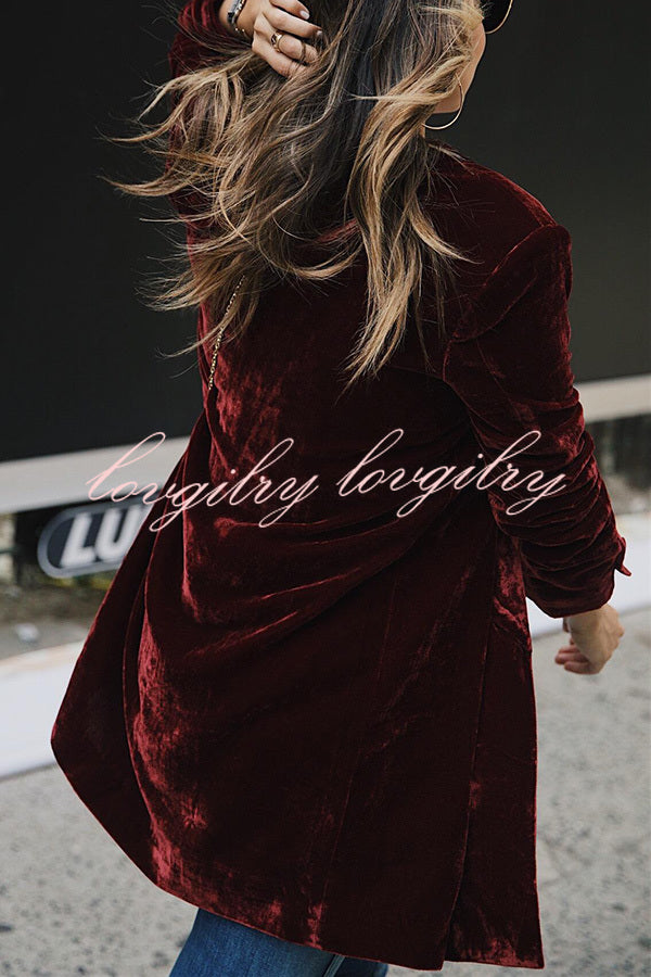 Smiling Days Velvet Lapel Long Sleeve Relaxed or Party Blazer