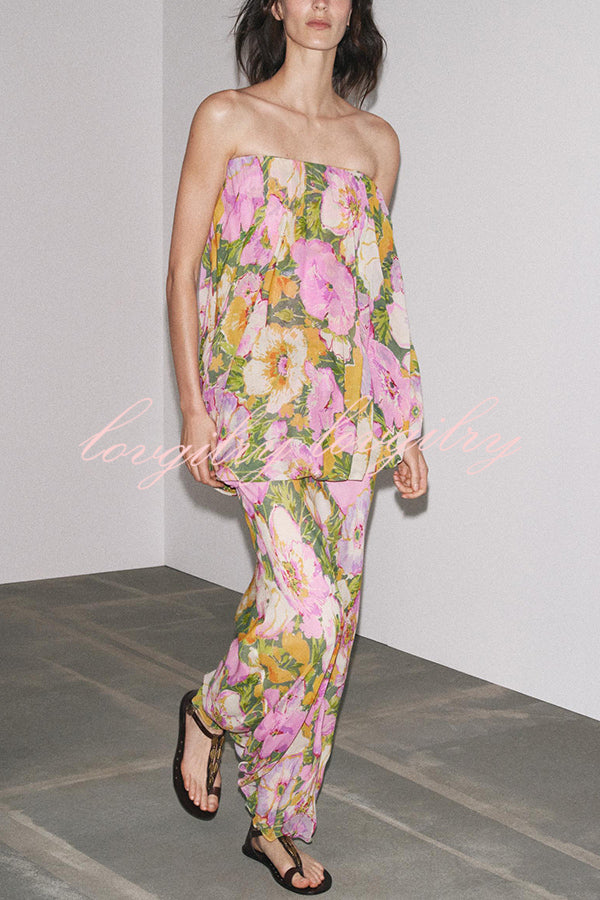 Floral Print Off-the-shoulder Irregular Loose Maxi Dress