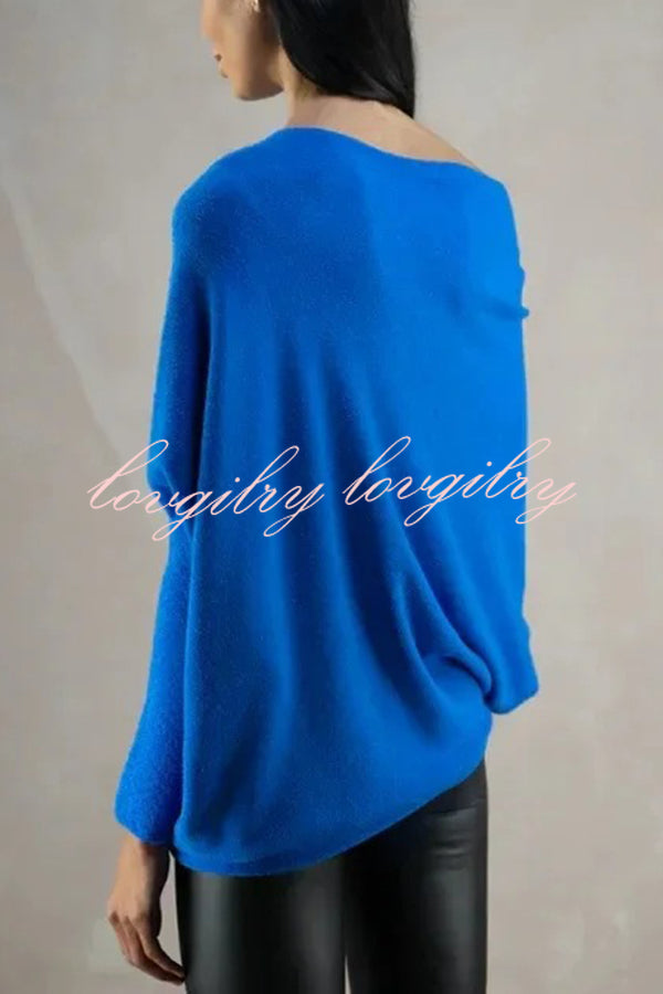 Solid Color Round Neck Long Sleeve Loose Knitted Sweater