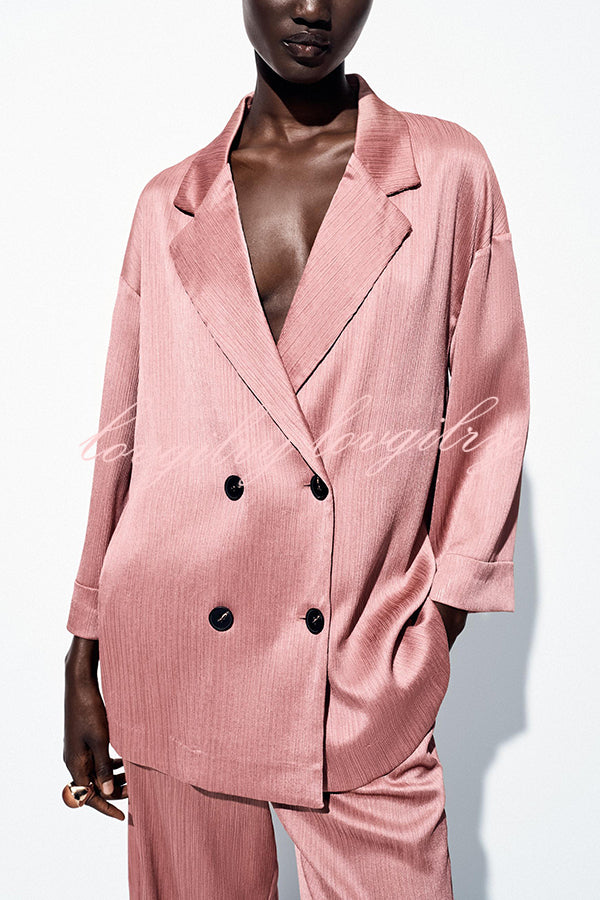 Fashionable Wrinkled Lapel Long-sleeved Loose Blazer