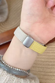 Square Steel Case Dopamine Color Matching Leather Strap Watch