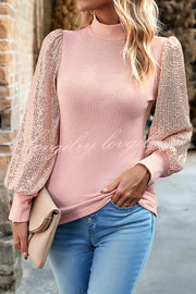 Sequined Paneled Knitted Long Sleeved Shirts