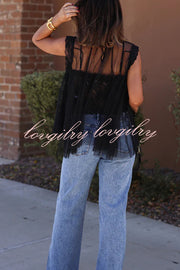 Light and Cute Tulle Lace Inner Wear High Neck Cape Top