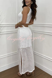 Stunning Gaze Knit Texture Waist Cutout Stretch Maxi Dress