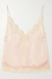 Celebration Look Contrast Color Satin Lace Trim V-Neck Slip Tank