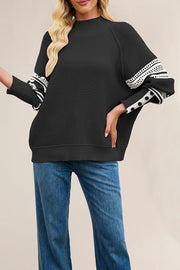 Stylish Color-blocked Loose Long-sleeved Knit Sweater