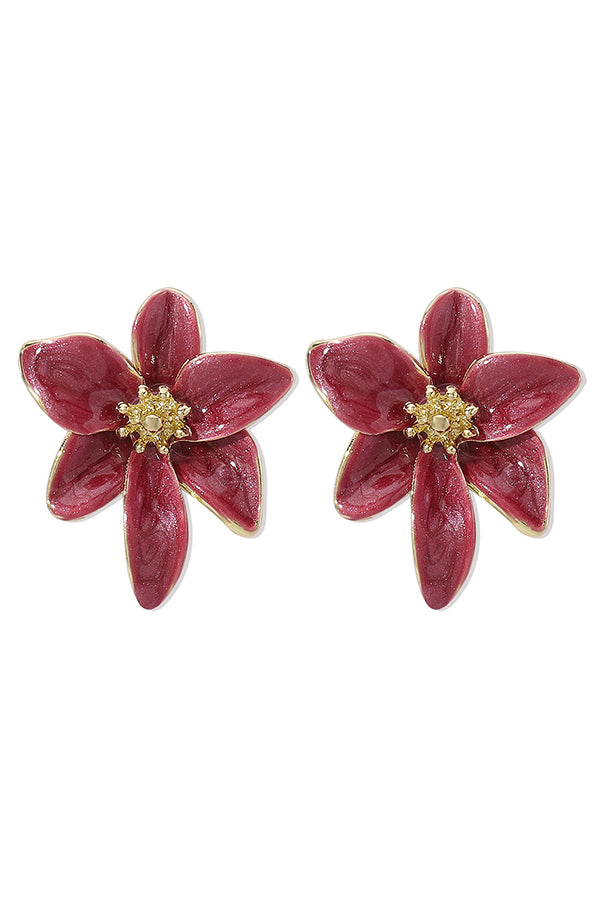 Vintage Colorful Enamel Flower Stud Earrings
