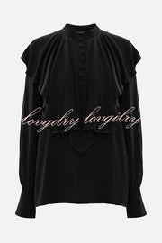 Court-style Draped Ruffled Elegant Chiffon Blouse
