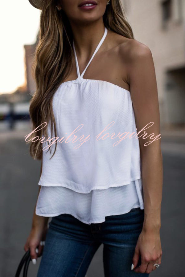 Solid Color Halter Neck Casual All-match Top