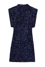 Fashionable Sequined Round Neck Sleeveless Slim-fit Mini Dress