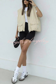 Fashionable Loose Sleeveless Pocket Casual Vest