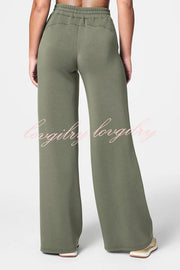 Airy Sleek Half Zip Jacket and High Rise Elastic Waist Wide Leg Sweatpants Set