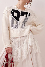 Fashionable Digital Jacquard Loose Long-sleeved Knit Sweater