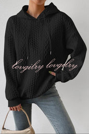 Cozy Texture Pattern Long Sleeve Hoodie