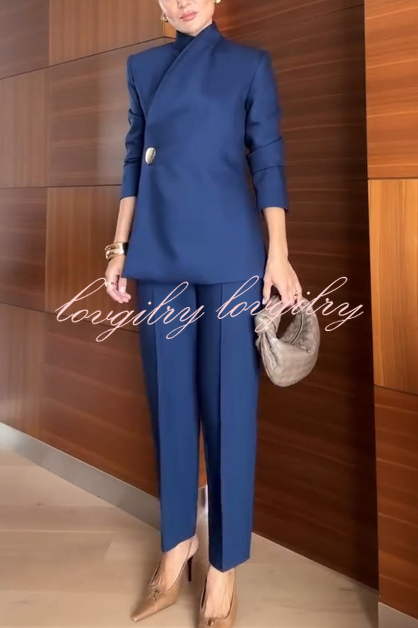 Exquisite and Fashionable High Waist Pocketed Straight Leg Pencil Pants