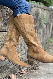 Retro Embroidered Block Heel Mid-calf Western Cowboy Martin Boots