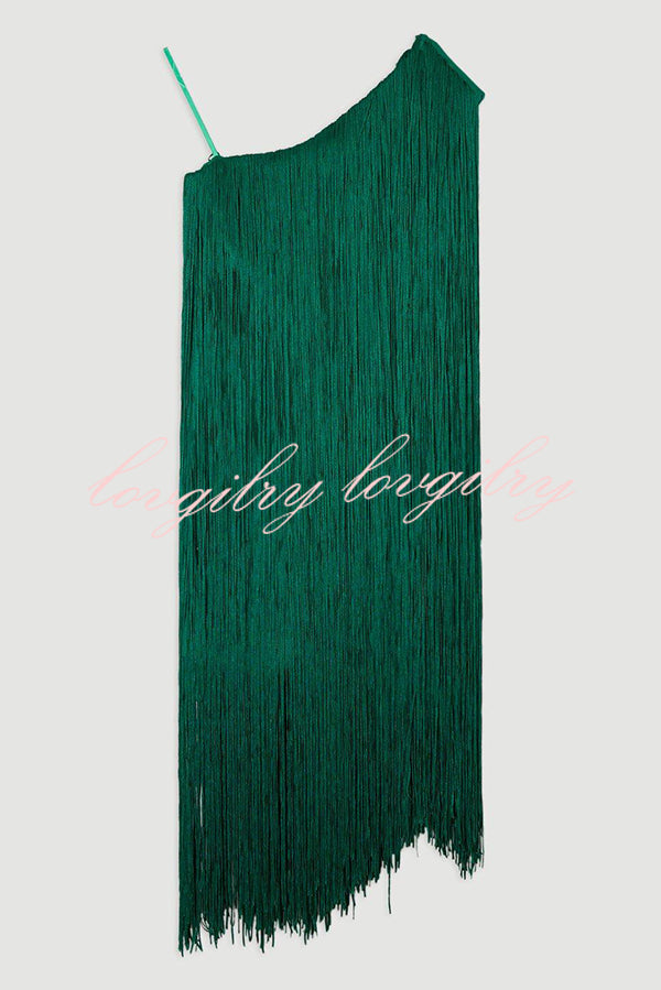 Fashion One-shoulder Slim-fit Elegant Tassel Mini Dress