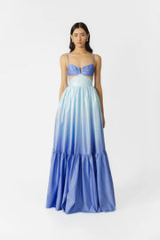 Ocean Breeze Gradient Cutout Waist Maxi Dress