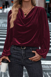 Fashionable Velvet Long-sleeved Loose Casual Top