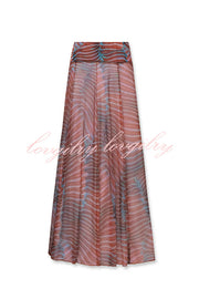Bella Stretch Mesh Unique Print Bodysuit and High Rise Elastic Waist Maxi Skirt Set