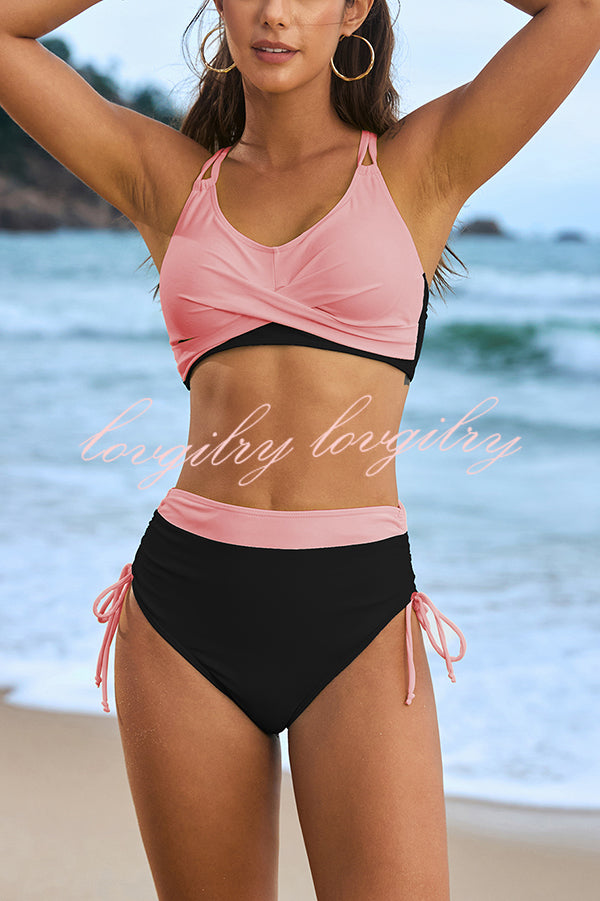 Fashionable High Waist Stretch Bikini Swimsuit