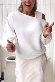 Solid Color Casual Off-shoulder Loose Long-sleeved Sweatshirt