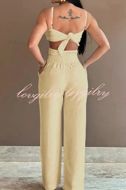 Three-dimensional Flower Accessories Hollow Pocket Jumpsuit