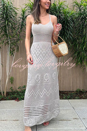 Brunch Voyage Knit Texture Stretch Maxi Dress