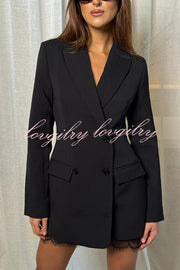 Pure and Beautiful Double-breasted Long Sleeve Lapel Blazer Mini Dress