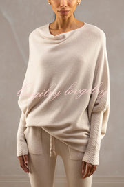 Solid Color Round Neck Long Sleeve Loose Knitted Sweater