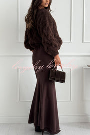 Caitlin Knit Stretch Fabric High Waist Fishtail Casual Maxi Skirt