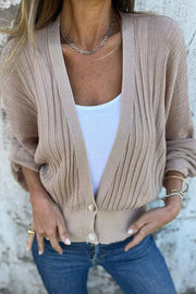 Solid Color Loose V-neck Long-sleeved Casual Knitted Sweater