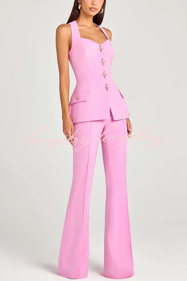 Women Power High Rise Side Zipper Flare Slim Fit Pants
