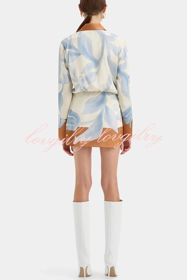 Lake Days Satin Colorblock Unique Print Tie-up Shirt Mini Dress