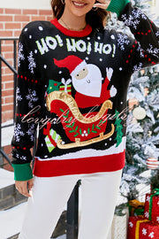 Christmas Print Crew Neck Long Sleeve Sweater